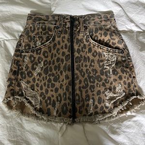 lf carmar leopard denim mini skirt 00 23
